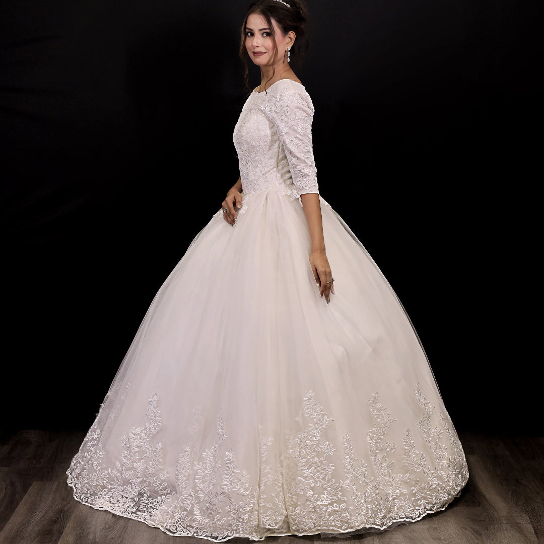 GownLink Christian Wedding Gowns Catholic gowns White wedding Frock GLD30B India