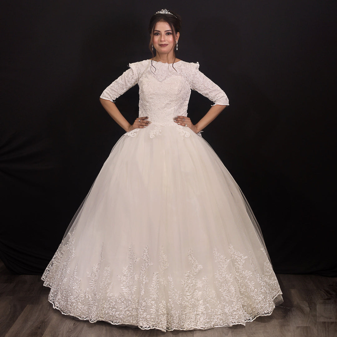GownLink Christian Wedding Gowns Catholic gowns White wedding Frock GLD30B India