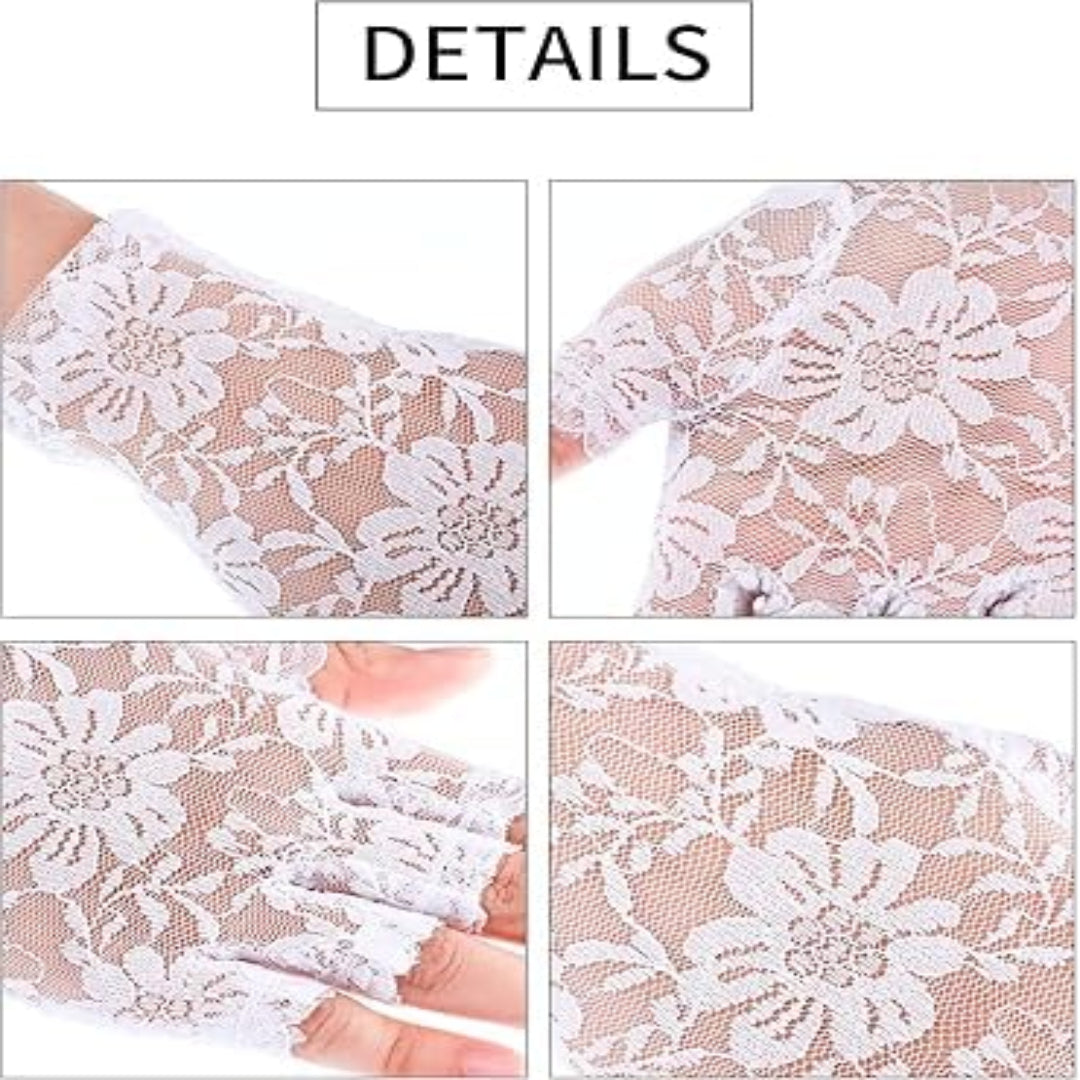 Detail of lace or mesh fabric on Bridal Gloves — GownLink G105