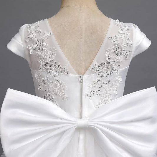GownLink First Holy Communion Bow Dress for Girls