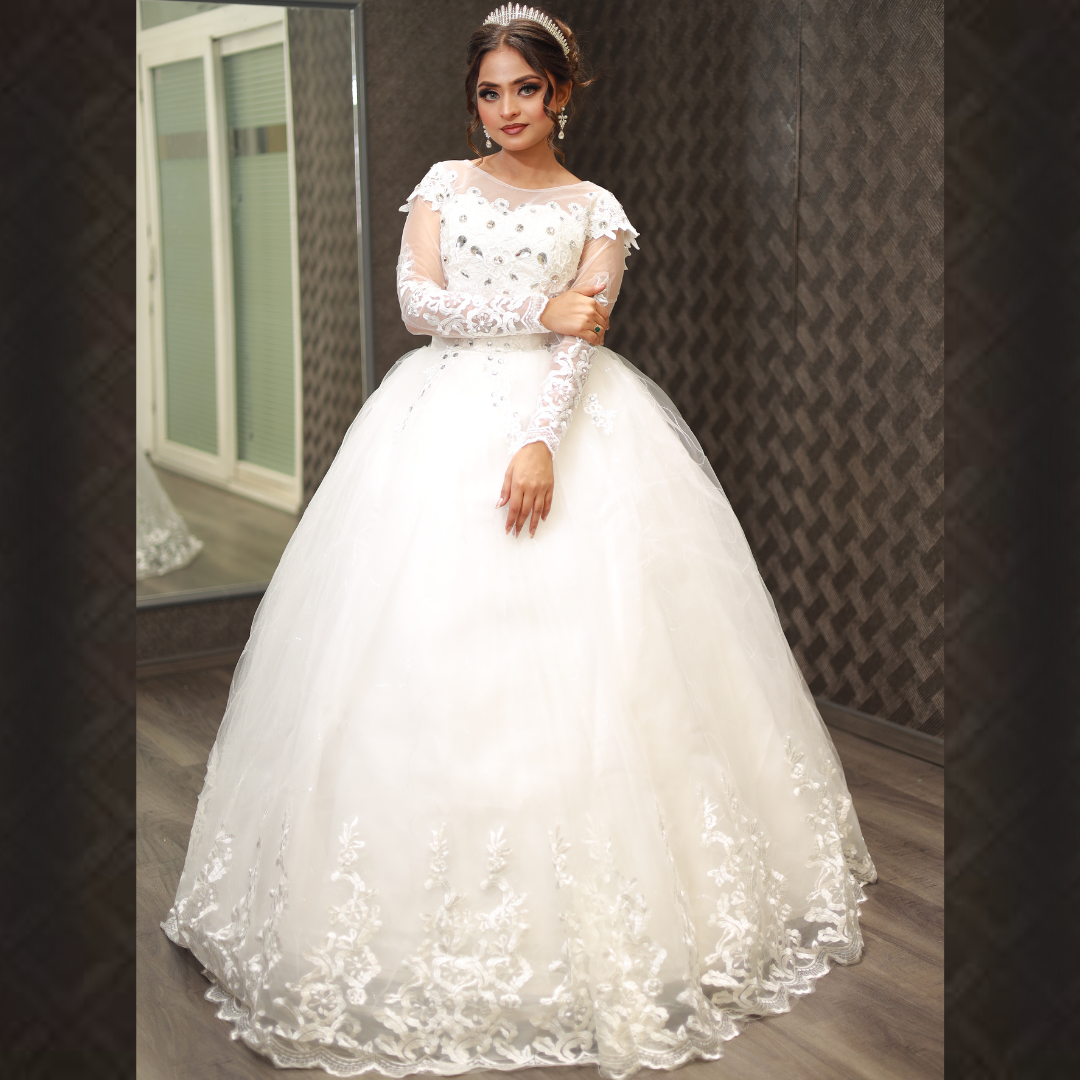 GownLink White Wedding Ball Gown with Rhinestone GLHMD16050083B