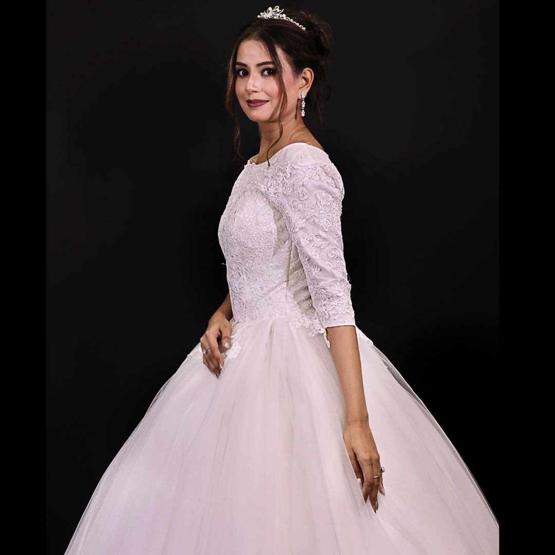 GownLink Christian Wedding Gowns Catholic gowns White wedding Frock GLD30B India