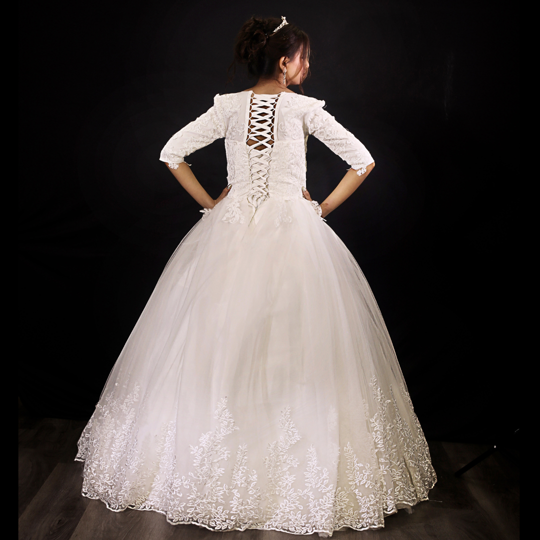 GownLink Christian Wedding Gowns Catholic gowns White wedding Frock GLD30B India