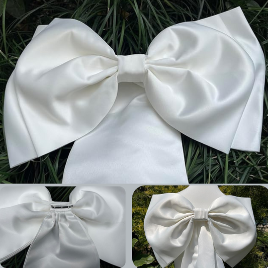 Gownlink,s Big Satin Bow Detachable Train Long 67" Wedding Capes Bows for Bride