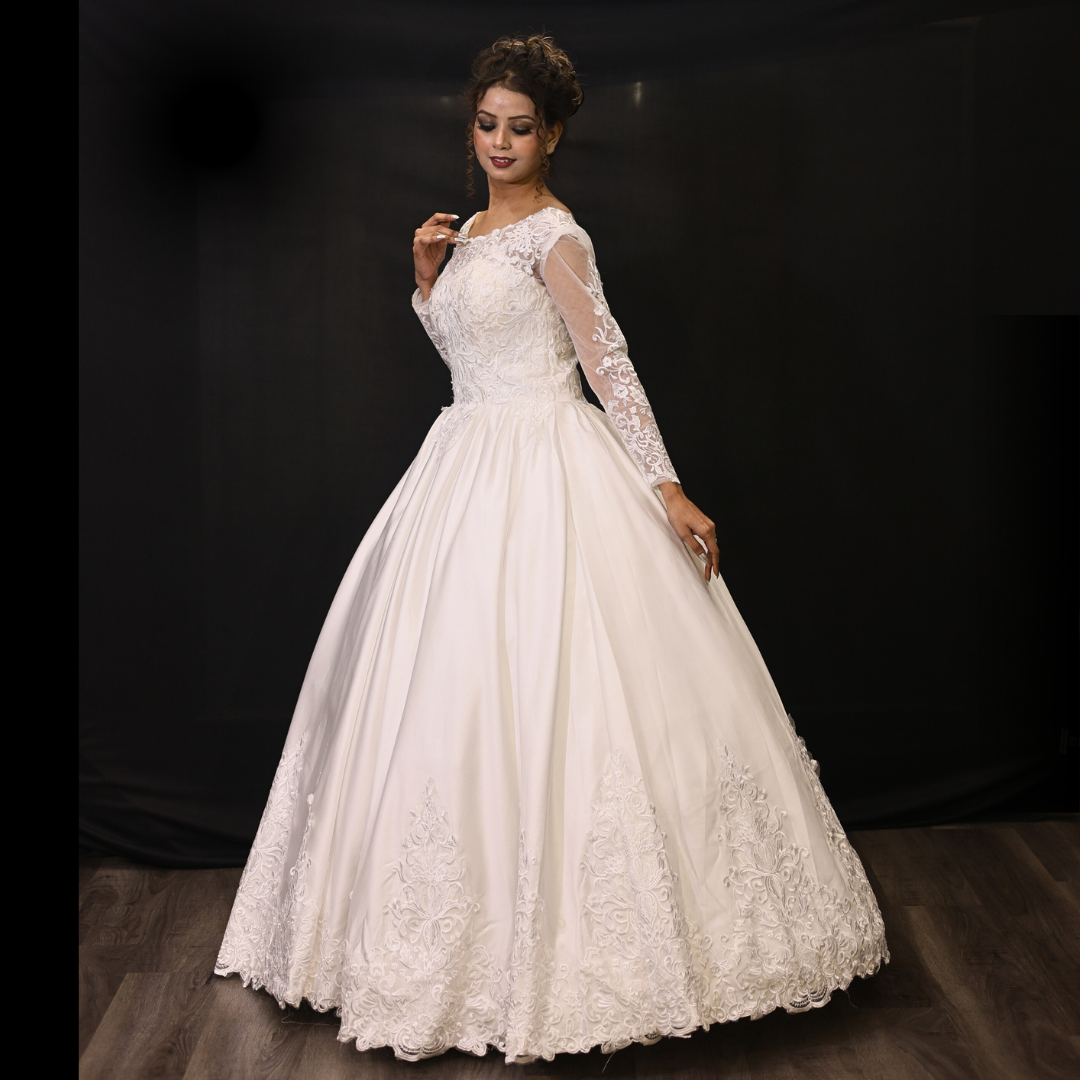 Elegant Christian ball gown wedding dress in Ahmedabad