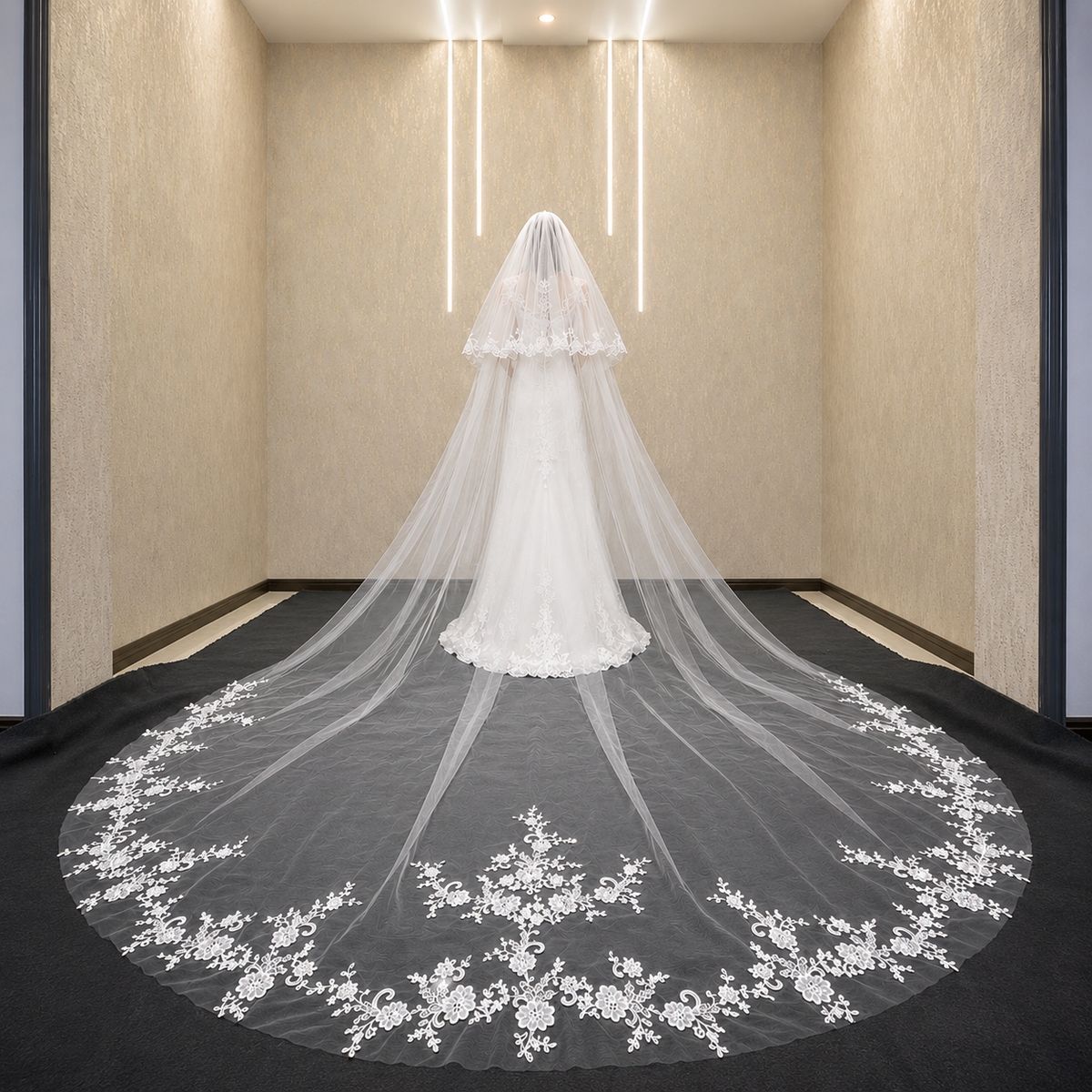 Detail of veil fabric and texture — GownLink CATHEDRAL