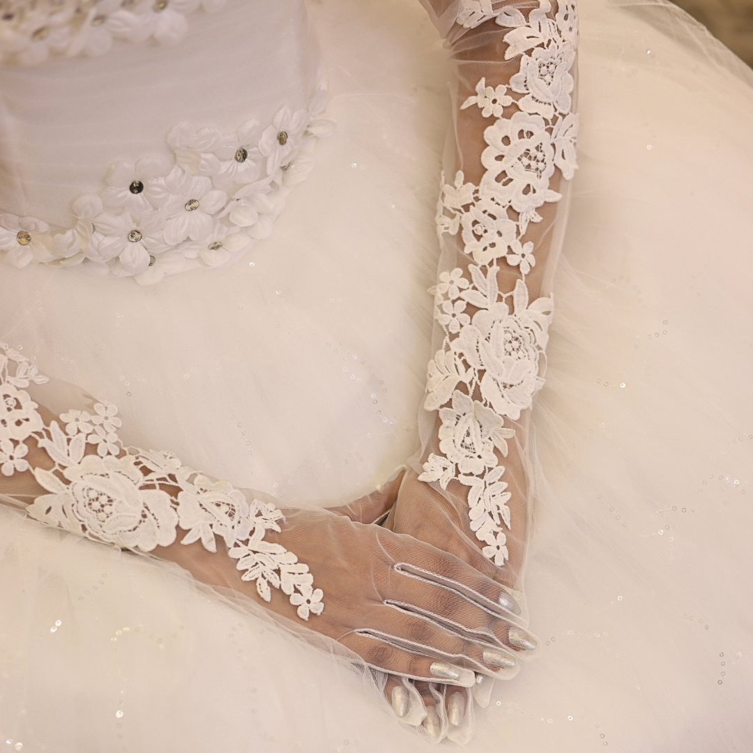 White catholic Bridal Wear Hand Gloves in Nagaland