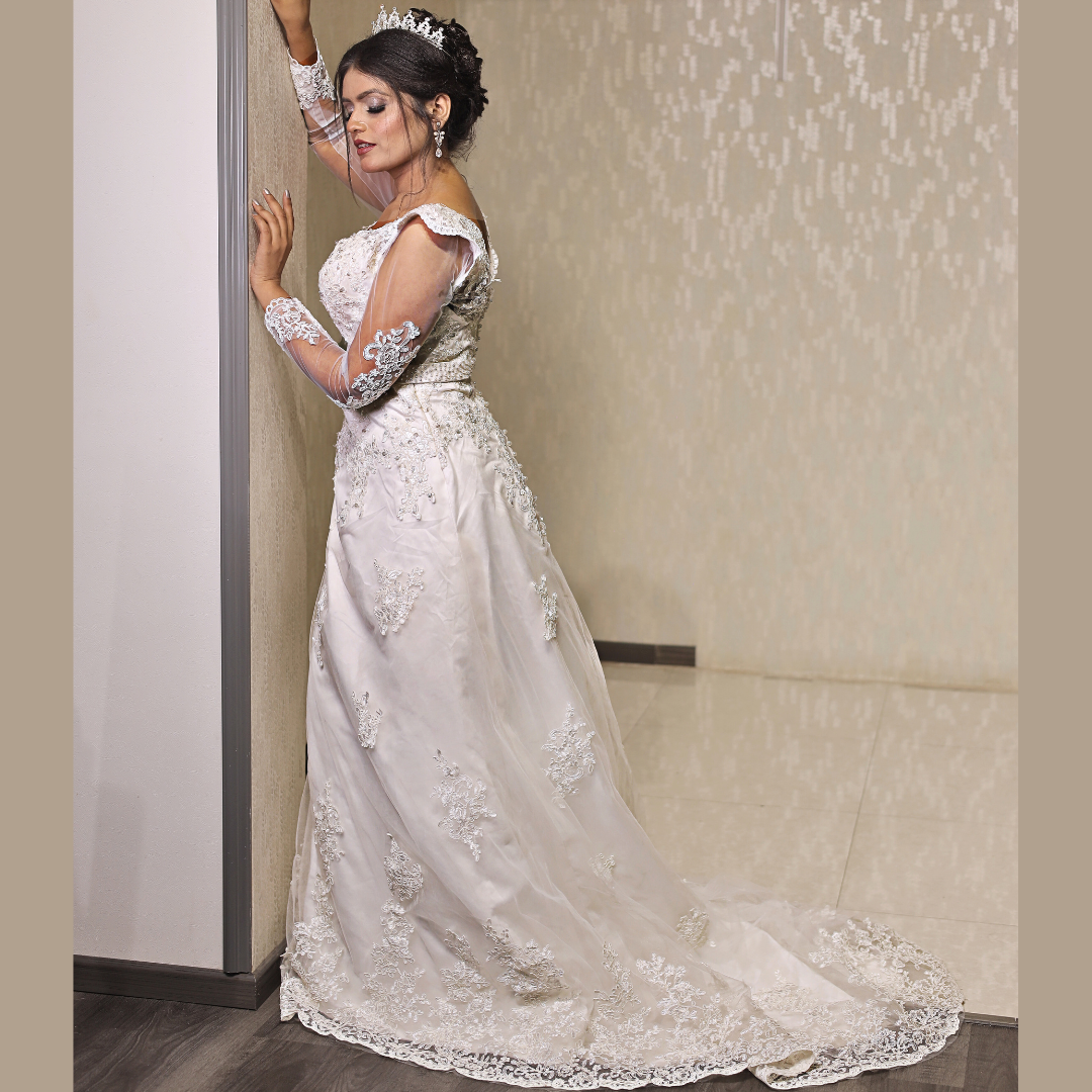 white Christian wedding Bridal dress