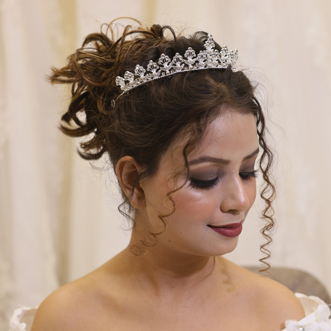 Christian wedding crown with pearls and crystals in Telangana