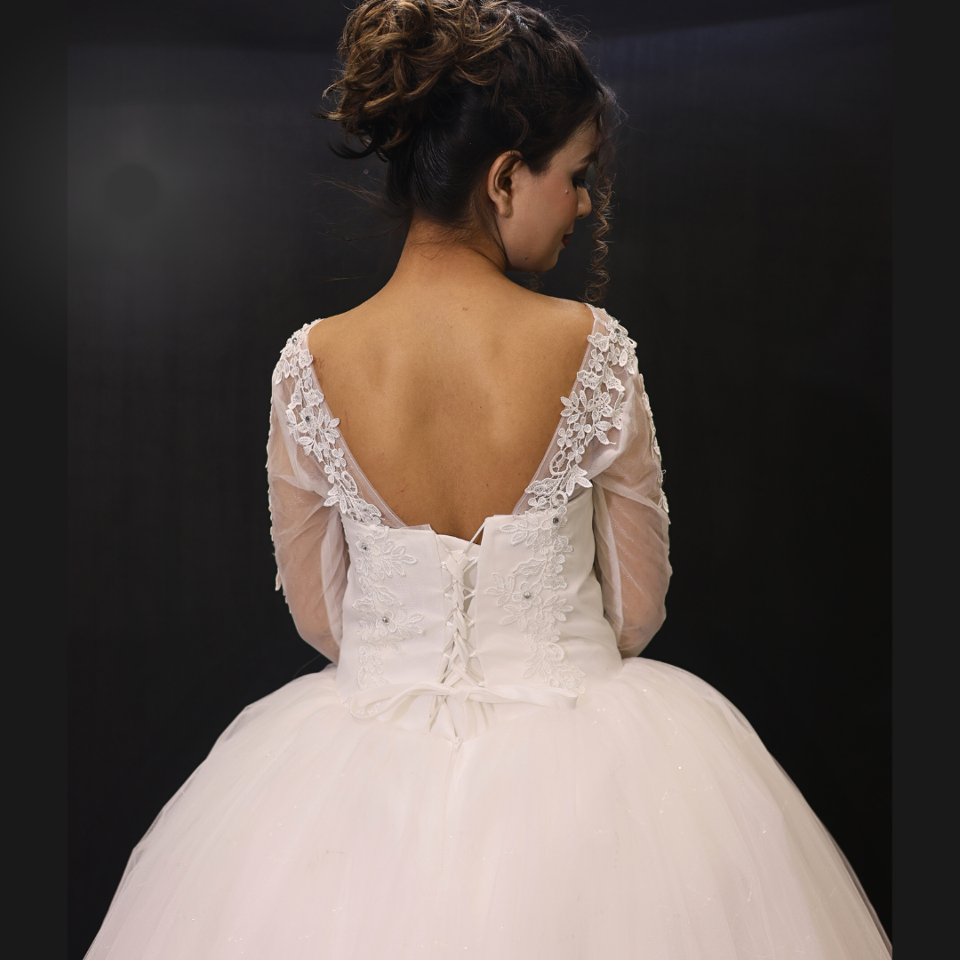 White Christain Fairytale Bridal Gown in Maharastra