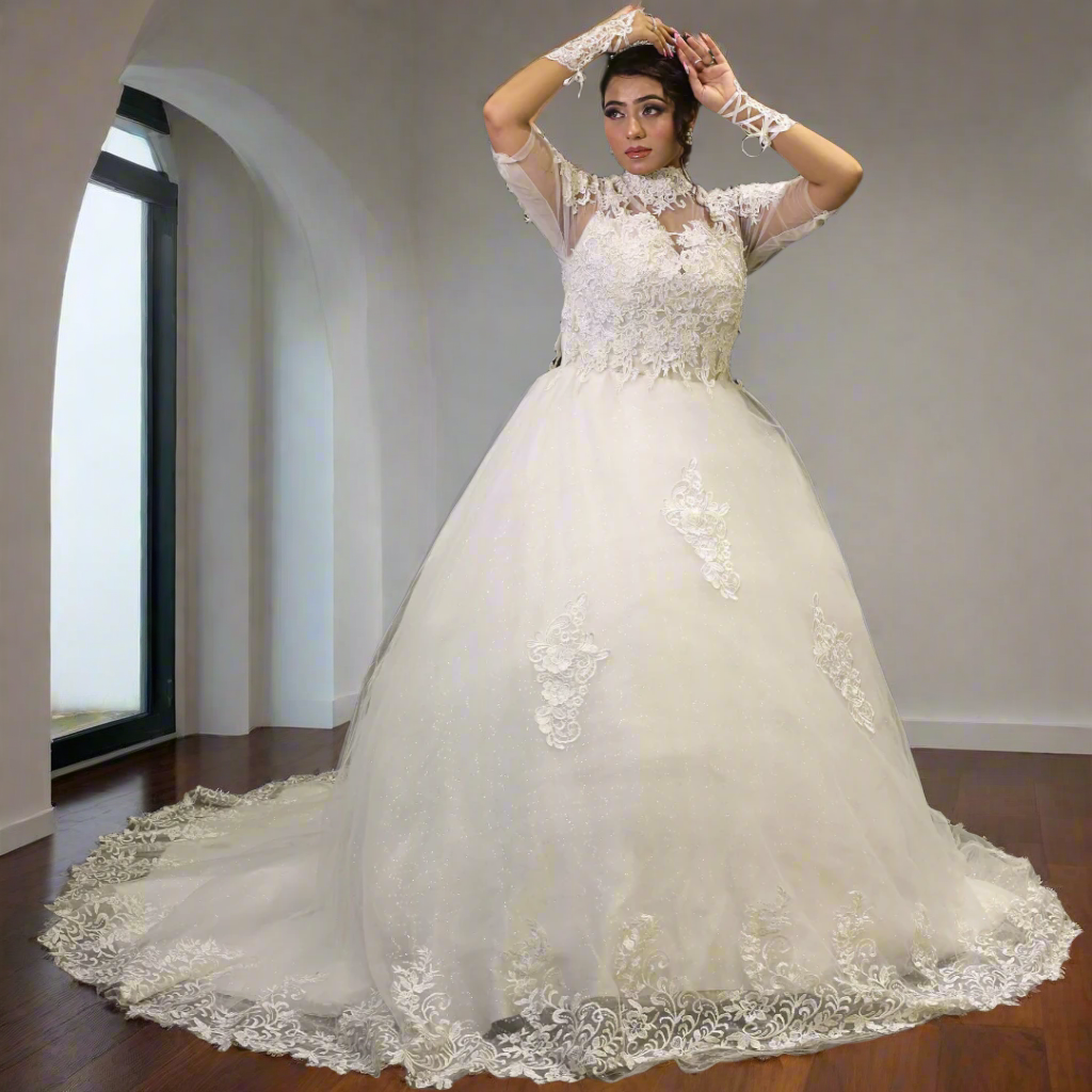 Customs Catholic wedding dress for bride in Noida