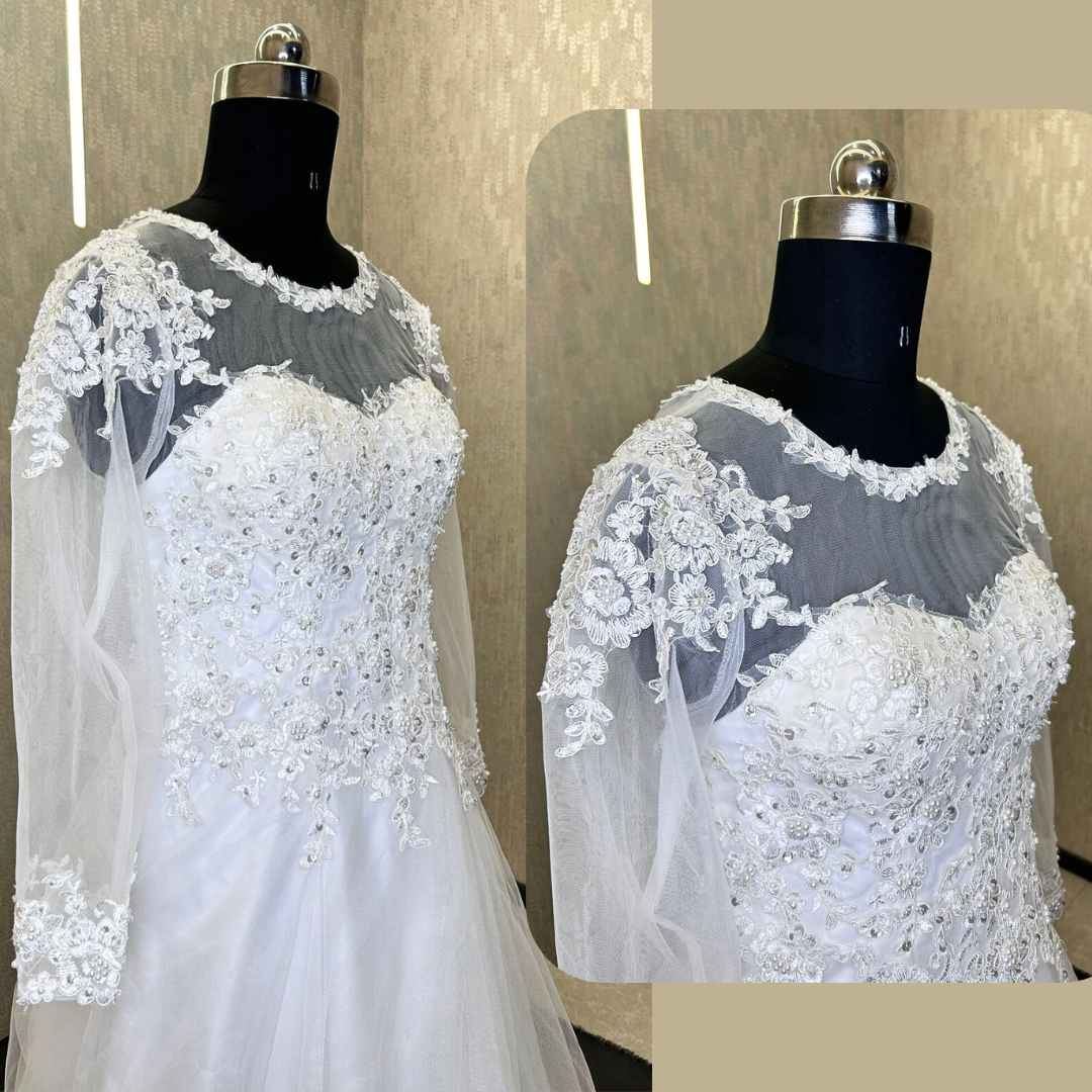 GownLink Christian and Catholic Weddings A Line Gown with Sleeves GL-A-Line