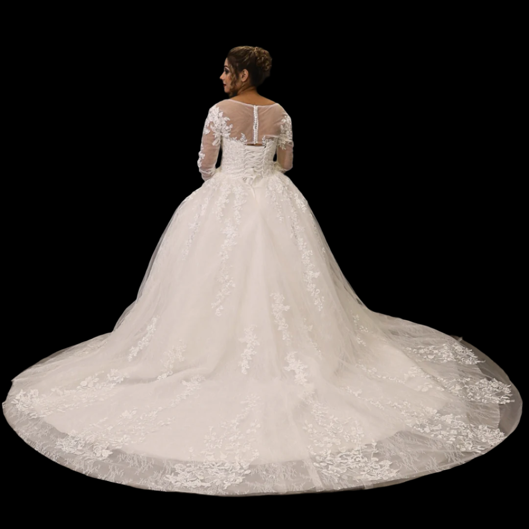 White Catholic wedding gown in Guwahati