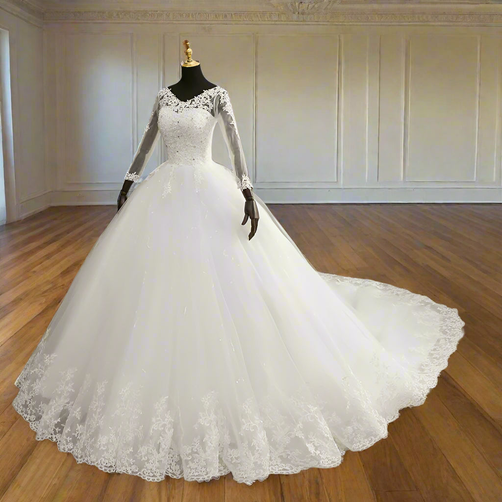 GownLink Christian and Catholic Bridal White Wedding Dress GLHSD189T