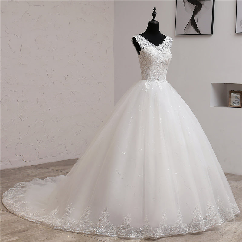 GownLink White Catholics Wedding Trail Gown GLGB004T