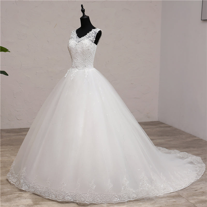 GownLink White Catholics Wedding Trail Gown GLGB004T