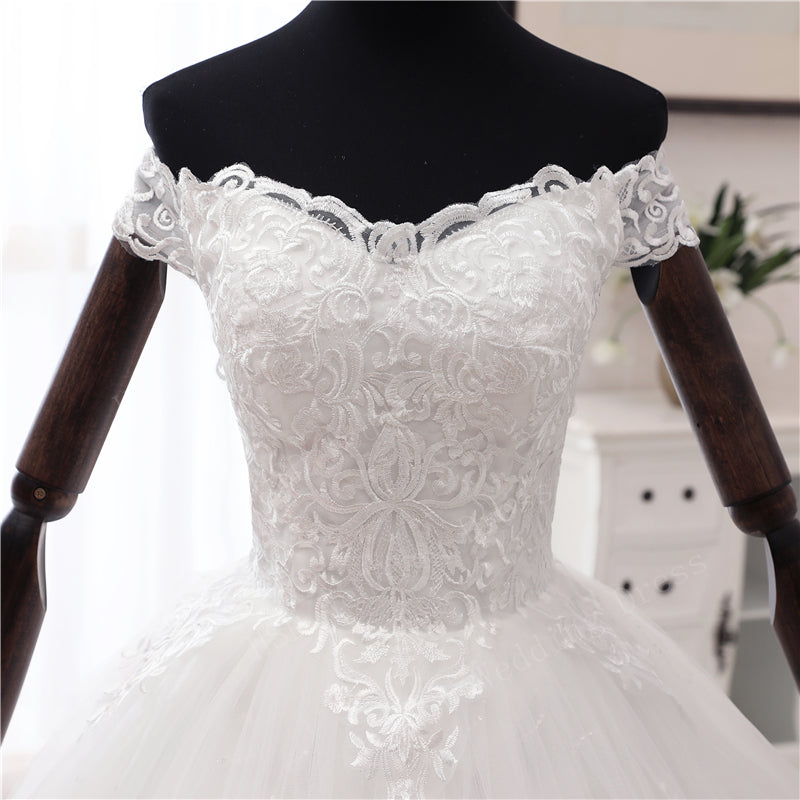 GownLink's for Christian and Catholic Weddings Off Shoulder Wedding A Line Gown