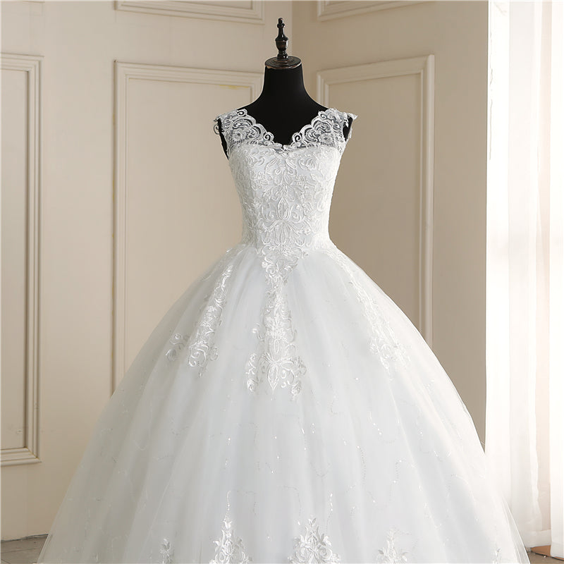 GownLink White Train Wedding Gown GLVLQD09T