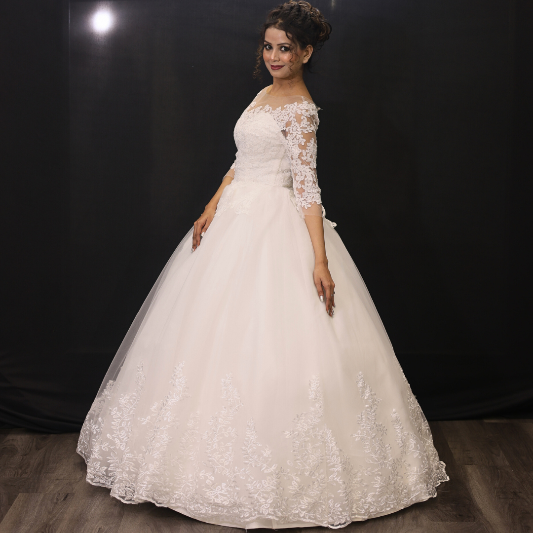 GownLink Christian Wedding Gowns Catholic gowns White wedding Frock GLD30B India