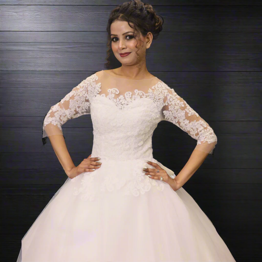 GownLink Christian Wedding Gowns Catholic gowns White wedding Frock GLD30B India