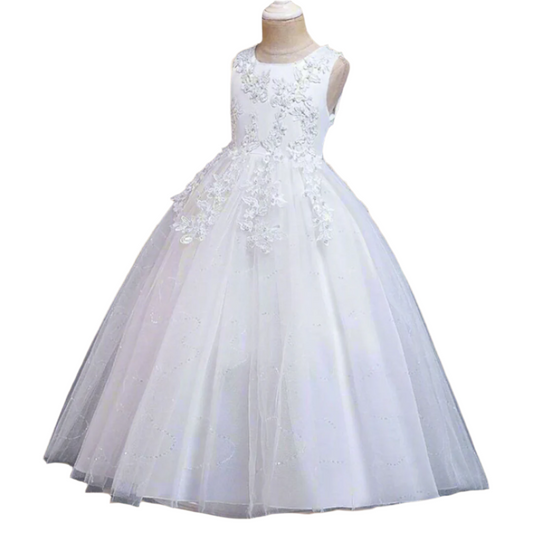 White Holy Communion with pearl Dress for Girls Palojori