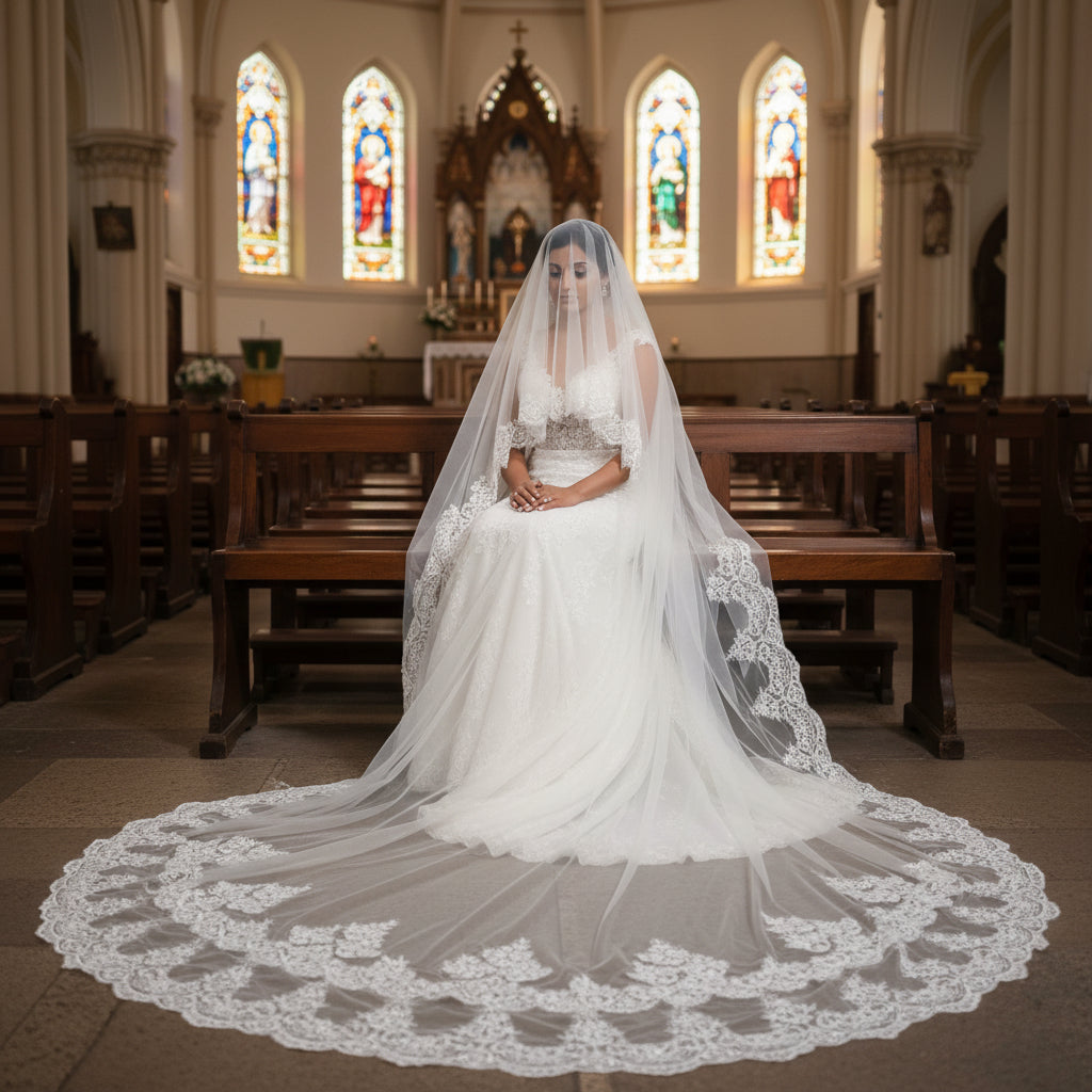 GownLink Long Bridal Veil Cathedral Christian & Catholic Wedding GLVHL53