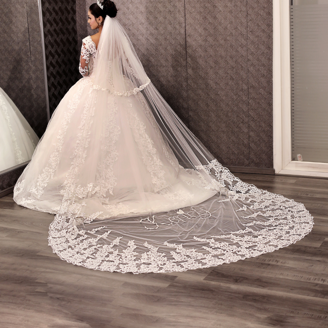 GownLink sparkle Bridal 3.5m Veil with Front-Face Layer and Comb for Christian & Catholic Weddings GLVD30S