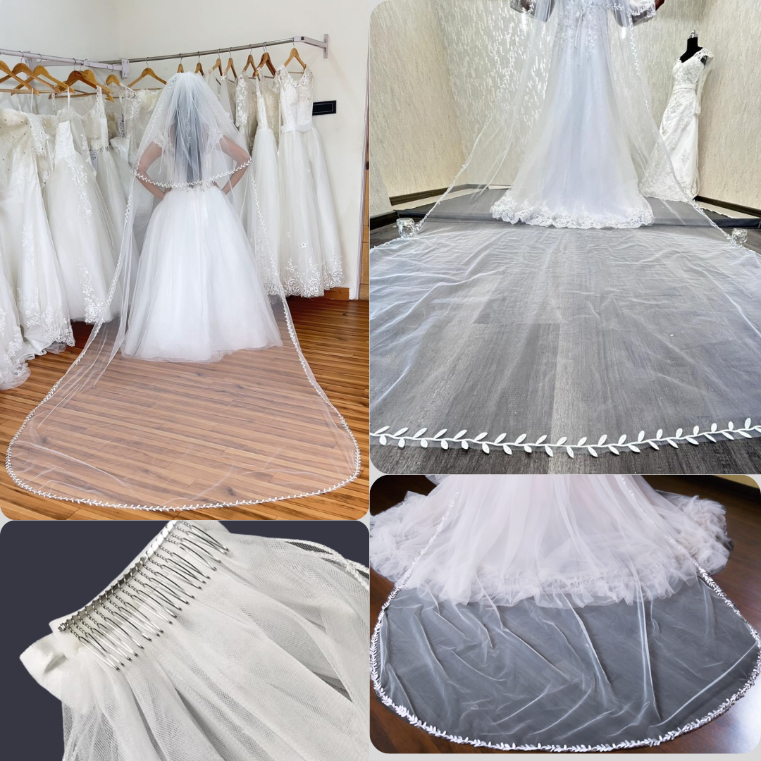 GownLink's Cathedral Bridal Long Veil 3.5 Meters Christian & Catholic Weddings GLVLB2