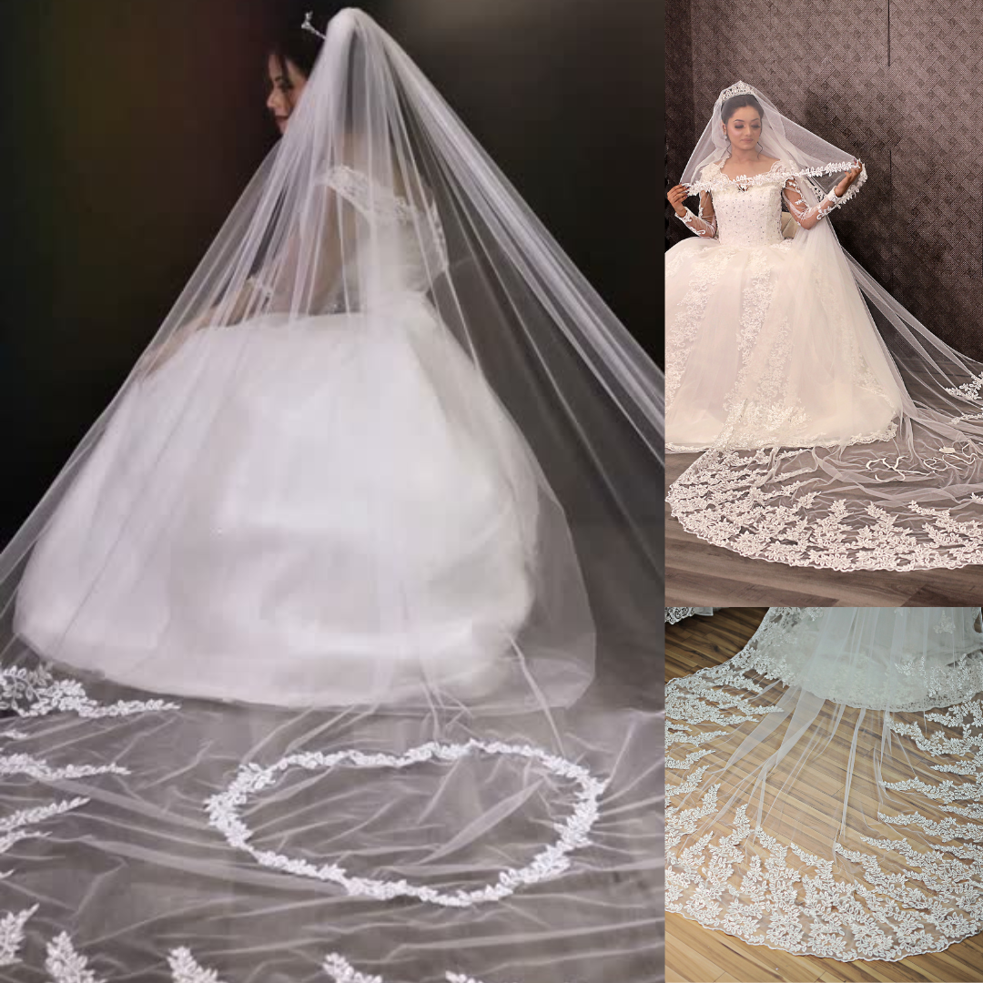 GownLink sparkle Bridal 3.5m Veil with Front-Face Layer and Comb for Christian & Catholic Weddings GLVD30S