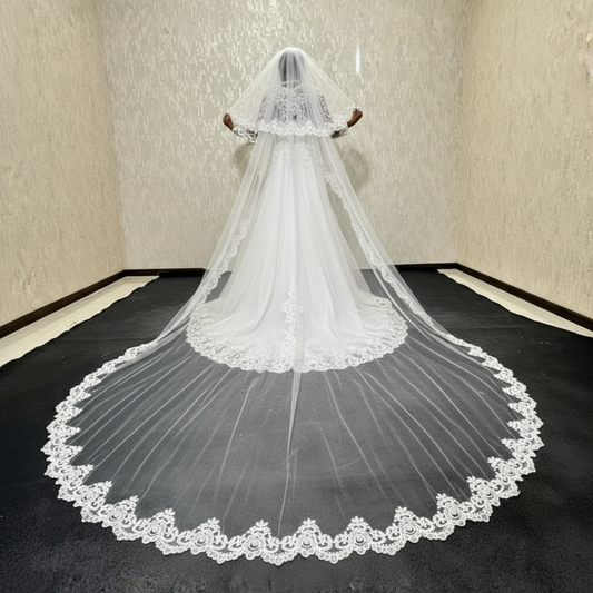 GownLink's 3.5 Meters Long Bridal Veil Cathedral Christian & Catholic Wedding GLV1800W