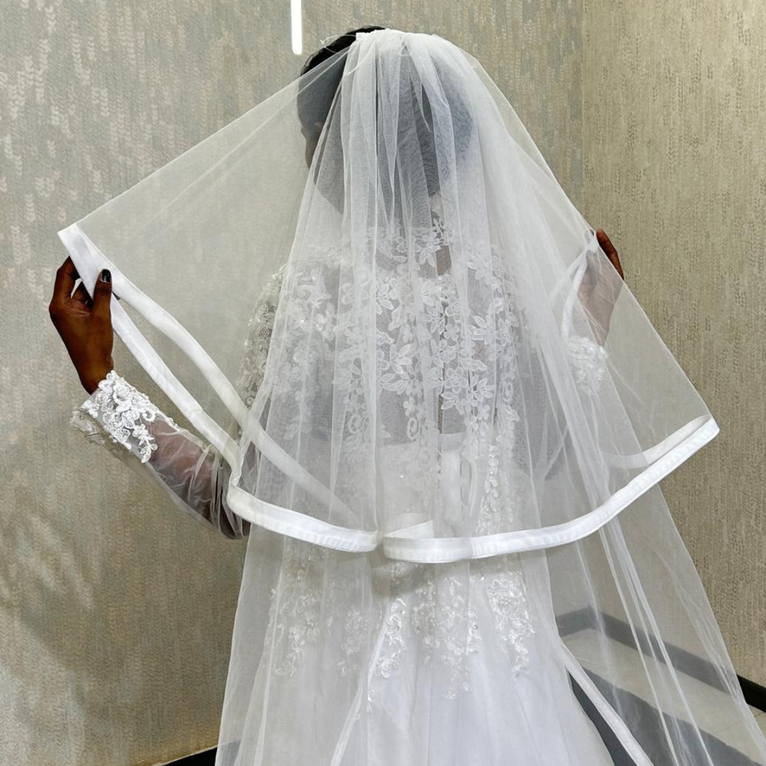 GownLink Satin Edge Cathedral Bridal Tulle Veil For Christian & Catholic Wedding GLVP01