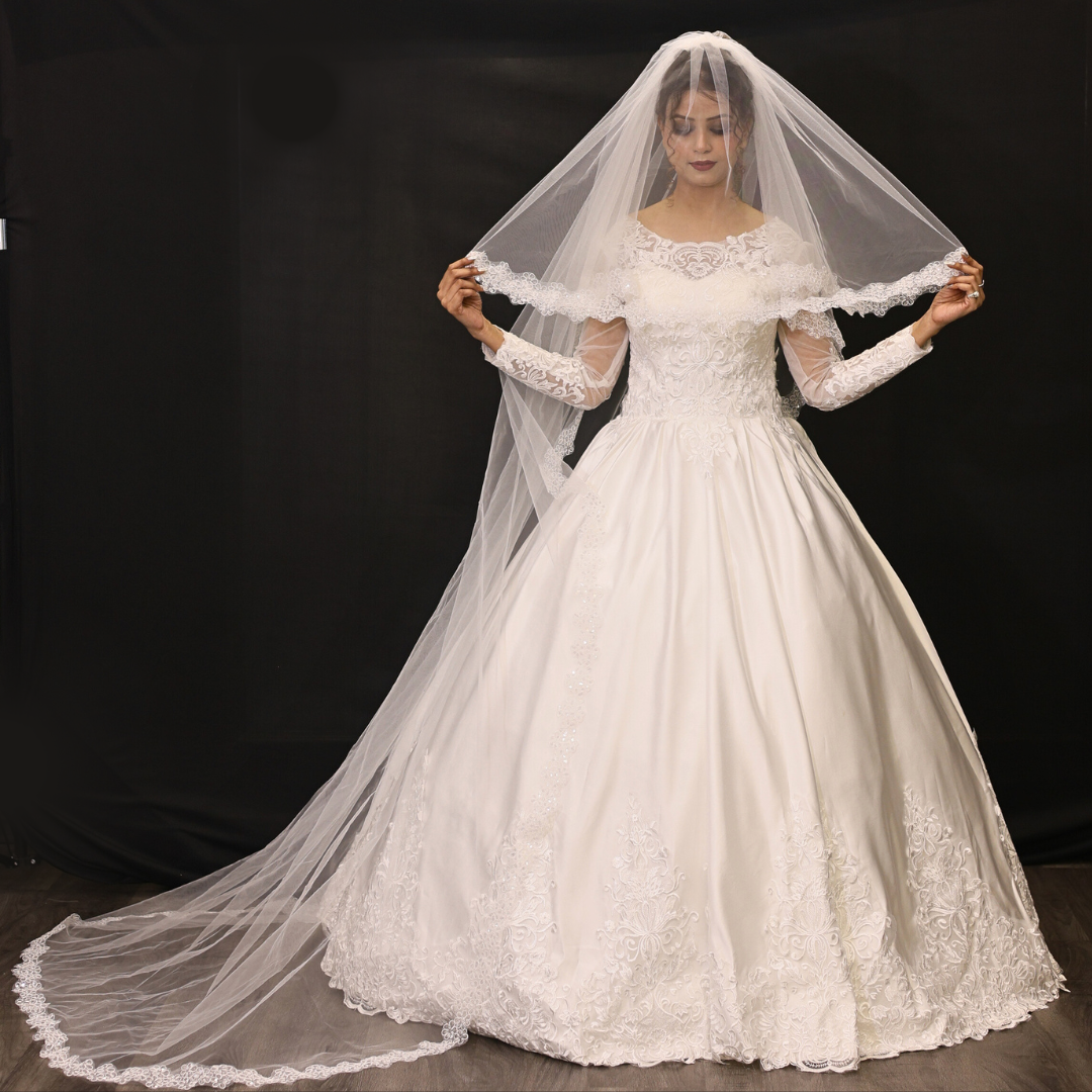 GownLink's Heavenly Cathedral Bridal Long Veil for Christian Catholic Wedding GLVSFL2
