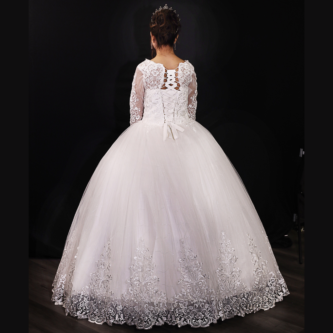 White full sleeve wedding gown in Madhya Pradesh