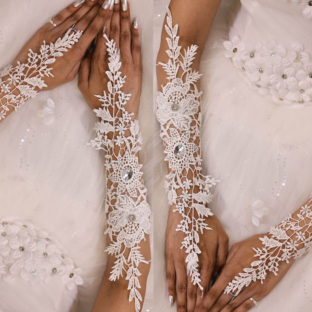 Elegant Christian bridal hand gloves in Goa