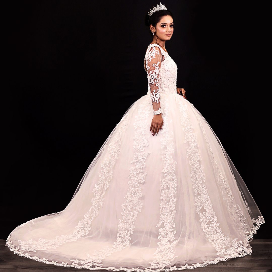 White religious wedding gown for Catholic church in Faridabad