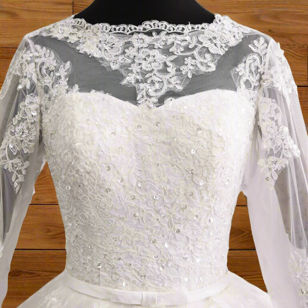 Modest Catholic Wedding Dress with High Neck Maheshwa