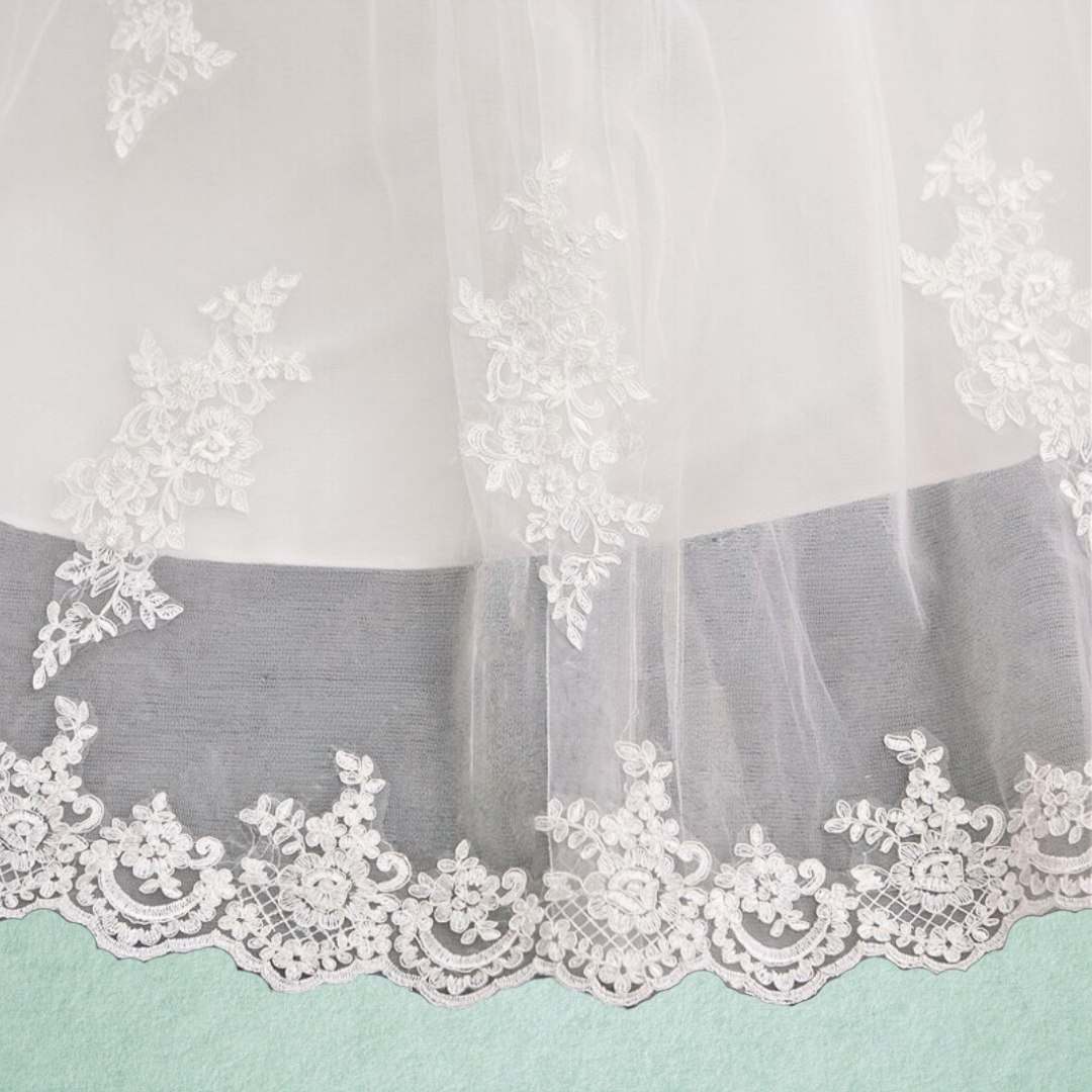 Christian Wedding Gown Sheer Sleeves Narsinghgarh