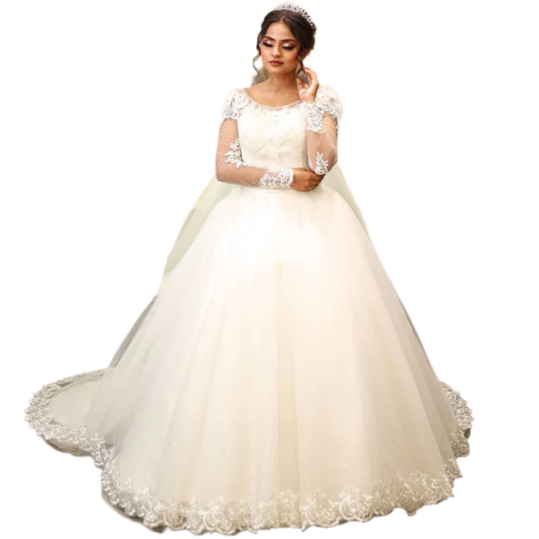 GownLink Shimmer Wedding Gown Train Dress Christian Wedding Special Gown GLYCX01T