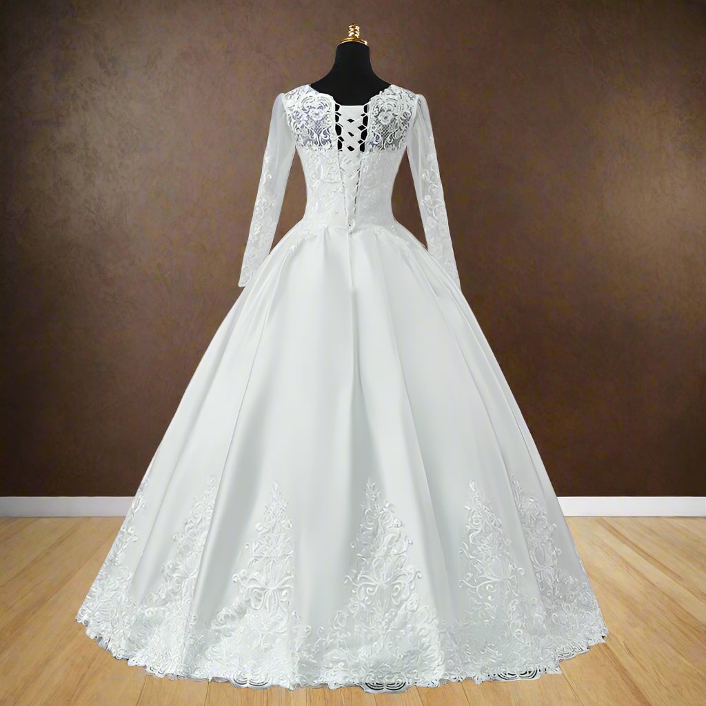 GownLink White Ball Gown Satin Wedding Dress GL36CBST
