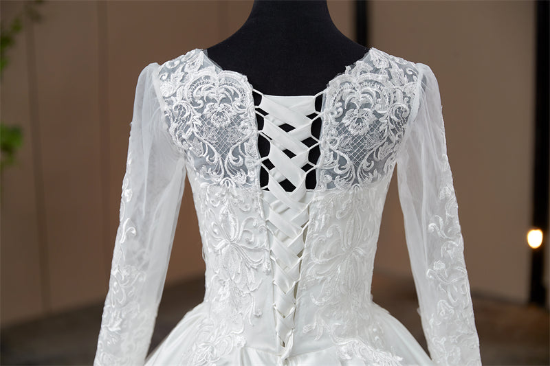 GownLink White Ball Gown Satin Wedding Dress GL36CBST