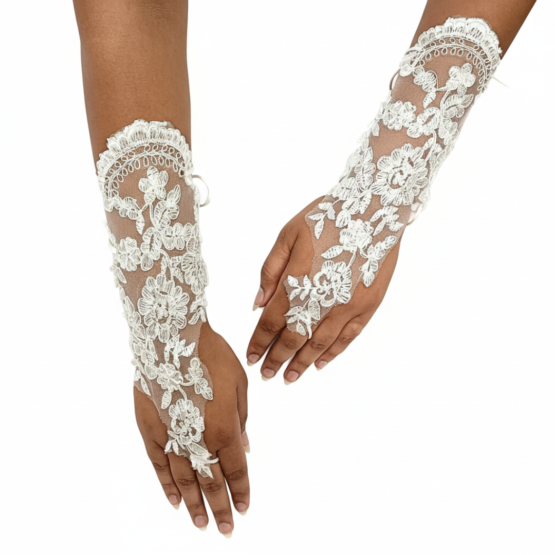 Pair of Bridal Gloves laid flat — GownLink HS14