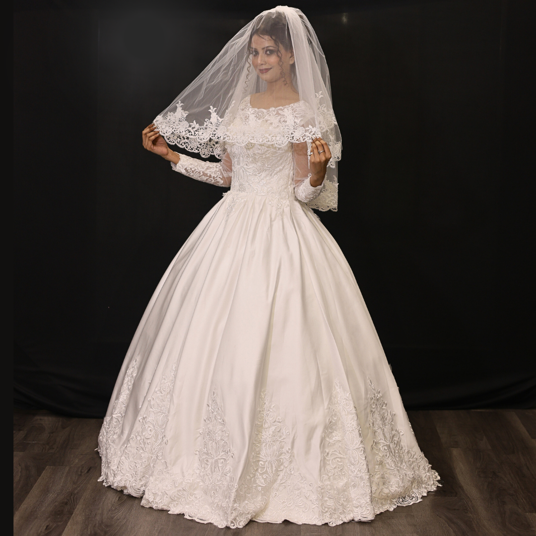 Beaded Christian bridal veil in Nellor, Andhra Pradesh