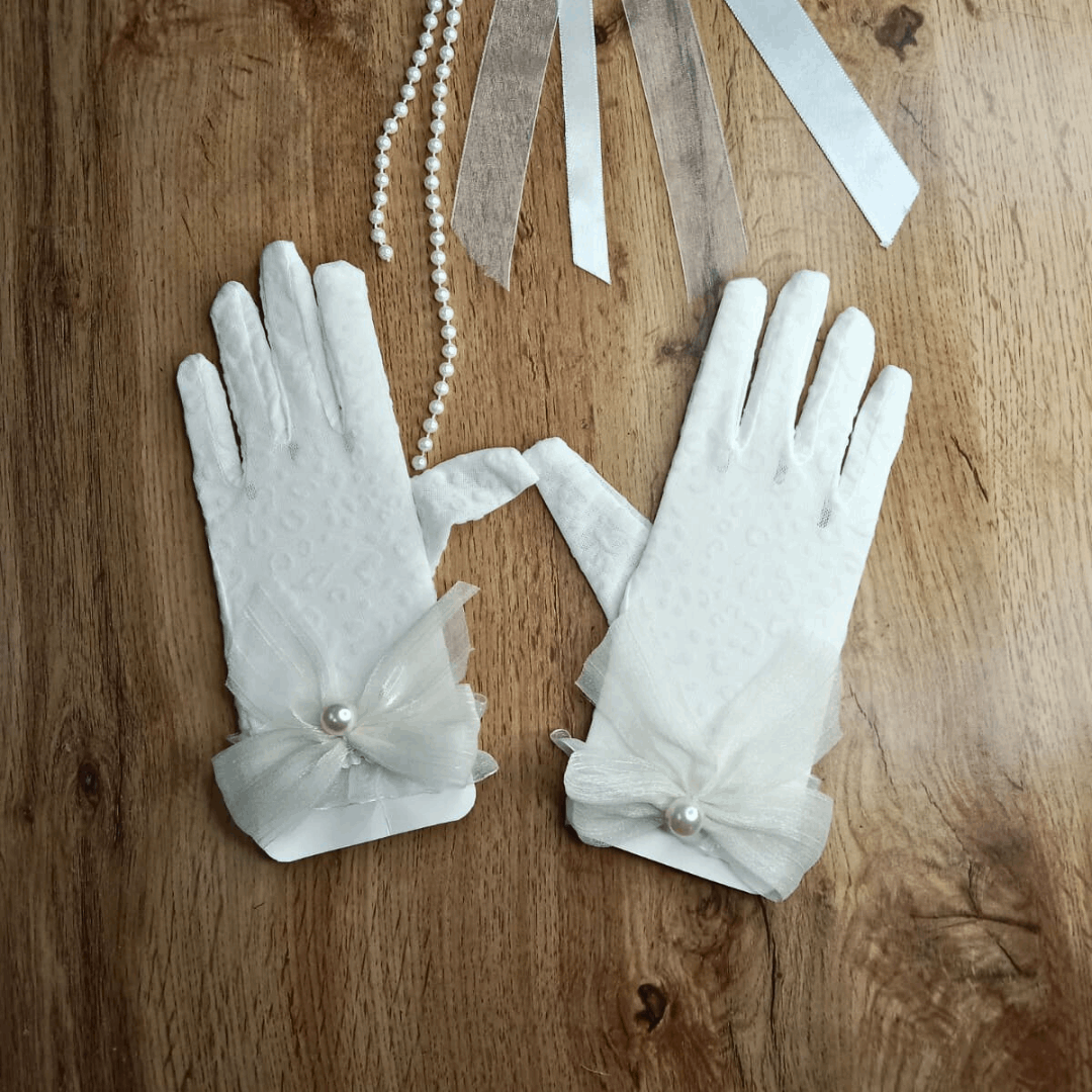 Bow and Pearl Bead Gloves Beawar