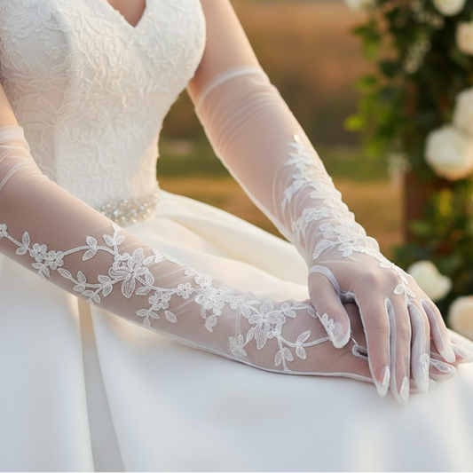GownLink's Radiant Bridal Gloves for Christian & Catholic Wedding G103
