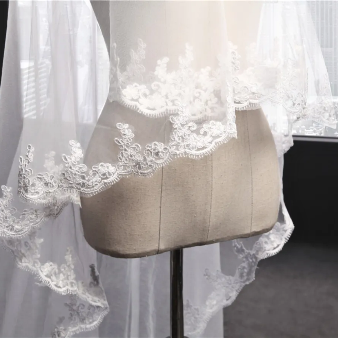 GownLink's 4 Meters Long Bridal Veil Cathedral Christian & Catholic Wedding New Lace
