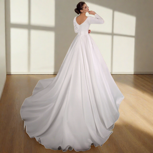 satin gown with train