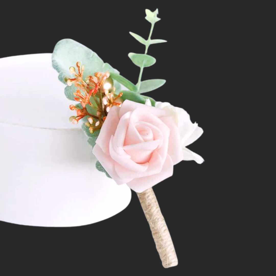 Real Touch Light pink Rose Boutonniere Jhinkpani India