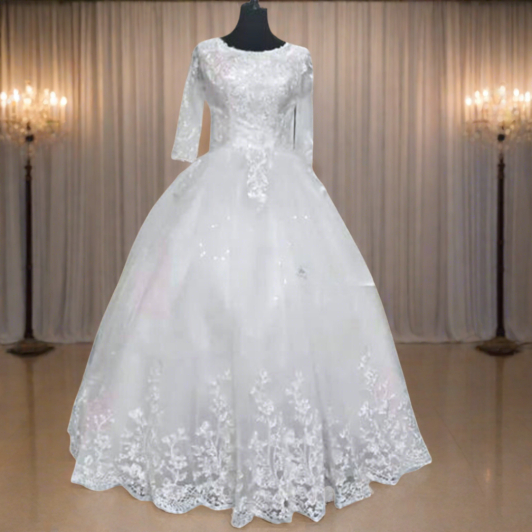 white gown with big ghera