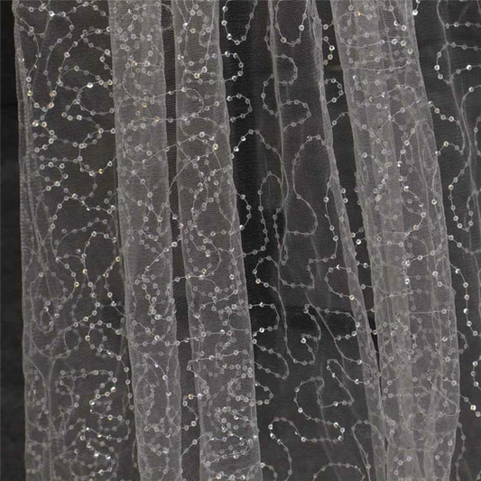 GownLink Sequined Net Cathedral Bridal Long Veil with Front Face Layer & Comb for Christian & Catholic Weddings GLVSEQ1N