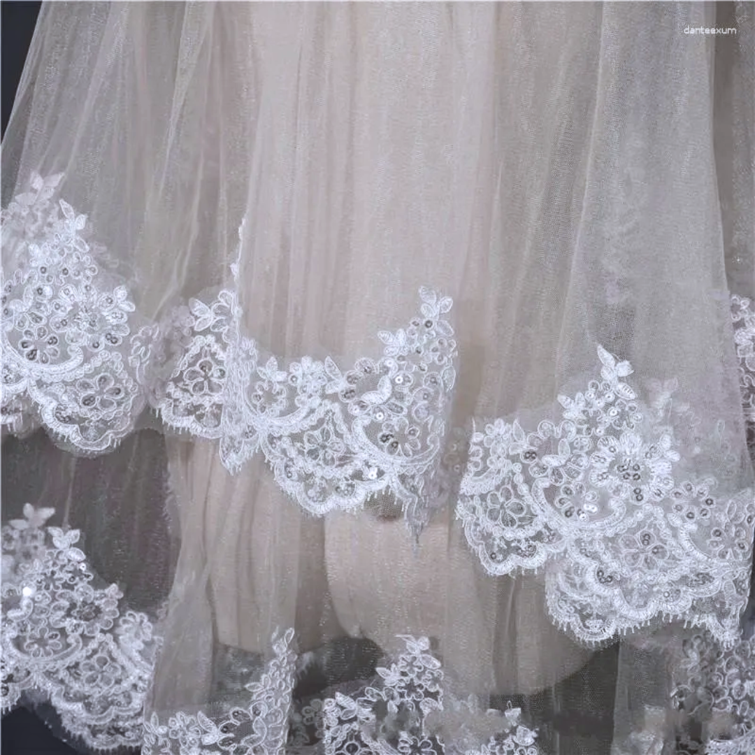 GownLink Bridal short 1.5mtr veil for Christian & Catholic Wedding 2 Tier Veil